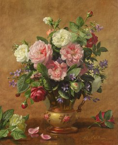 Rose in un vaso smaltato di rosa, 1995