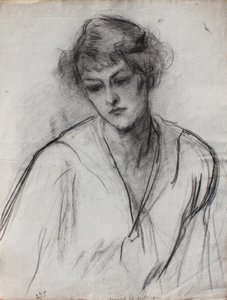 Ritratto a mezzo busto di una giovane ragazza, inclinata in avanti da Albert de Belleroche
