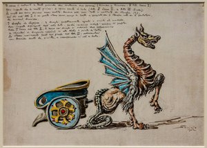 Atto II, prima scena e terzo atto, attrezzatura scenica: Il carro di Armida per Armida di G. Rossini