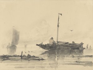 Due uomini in una barca su acqua calma