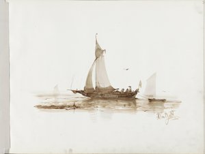 Nave a vela con figure sull