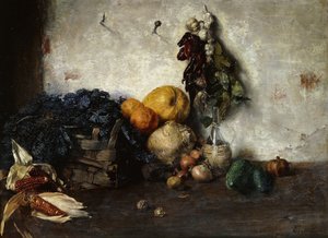 Natura morta di verdure vicino a un muro da Albin Egger Lienz