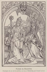 Hrotsvitha di Gandersheim da Albrecht (after) Durer or Duerer