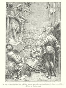 San Giovanni Battista predica nel deserto (incisione) da Albrecht (after) Durer or Duerer