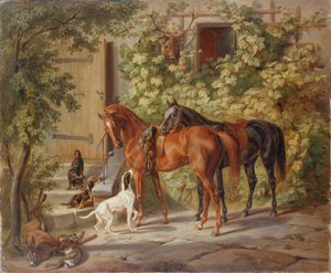 Cavalli al portico, 1843 da Albrecht Adam