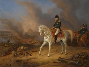 Napoleone Bonaparte davanti alla città in fiamme di Smolensk