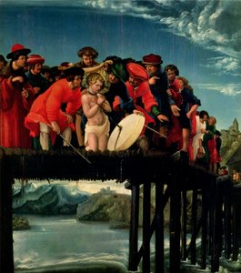 Tedesco: Brückensturz des hl. Florian Il martirio di San Floriano da Albrecht Altdorfer