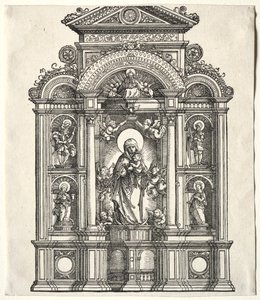 Grande altare con la Vergine, in una cornice con i SS. Cristoforo, Giorgio, Barbara, Caterina da Albrecht Altdorfer