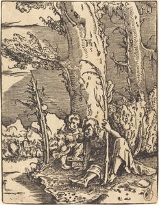 San Cristoforo Seduto sulla Riva di un Fiume da Albrecht Altdorfer