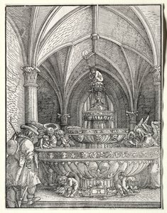 La Sacra Famiglia nella fuga in Egitto a una fontana, c. 1520 da Albrecht Altdorfer