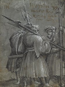 Tre guardie notturne, 1513 (disegno su carta blu grigia) da Albrecht Altdorfer