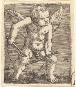 Genii alati con cavallo a dondolo e frusta da Albrecht Altdorfer