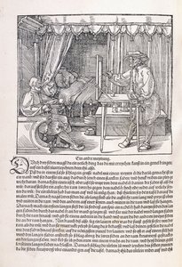 Un disegnatore che disegna un ritratto, usando una cornice da disegno da Albrecht Dürer