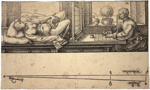 Artista che disegna un nudo con dispositivo prospettico, 1538 da Albrecht Dürer
