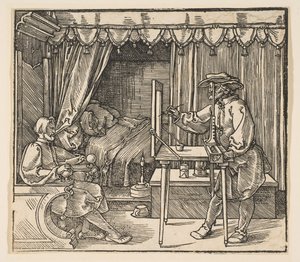 Artista che disegna un ritratto di un uomo da Albrecht Dürer