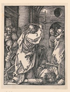 Cristo scaccia i mercanti (o cambiavalute) dal tempio, dalla serie La Piccola Passione da Albrecht Dürer