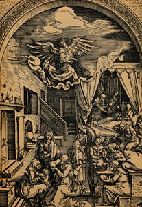 Die Geburt der Maria, 1503-1504 da Albrecht Dürer