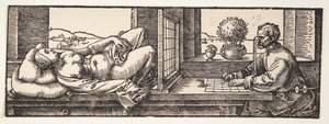 Disegnatore che disegna un nudo da Albrecht Dürer