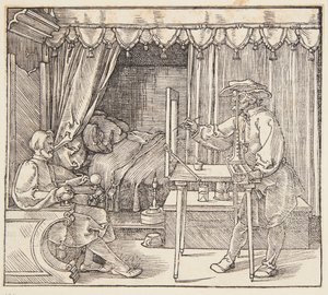 Disegnatore che disegna un ritratto da Albrecht Dürer