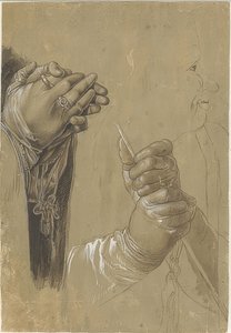 Mani e una testa di profilo da Albrecht Dürer