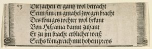 Testo stampato per "Il fidanzamento di Filippo il Bello con Giovanna di Castiglia" da Albrecht Dürer
