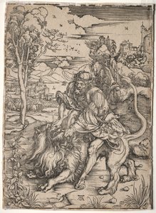 Sansone che uccide il leone, c. 1496-1497 da Albrecht Dürer