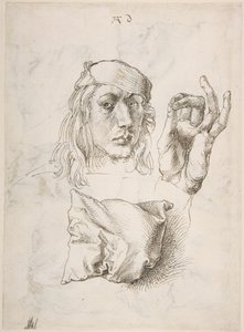 Autoritratto, Studio di una mano e di un cuscino da Albrecht Dürer