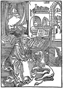 San Girolamo nel suo studio che estrae una spina dalla zampa di un leone