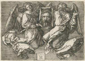 Sudario mostrato da due angeli