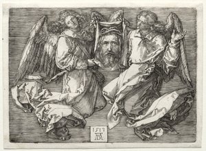 Sudario esposto da due angeli