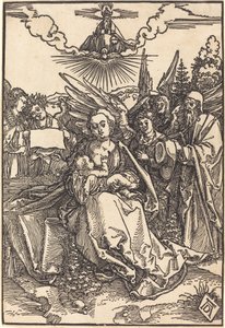 La Sacra Famiglia con cinque angeli