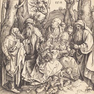 La Sacra Famiglia con due angeli musicanti da Albrecht Dürer