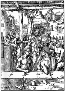Il bagno degli uomini, 1497-1498, 1936 da Albrecht Dürer