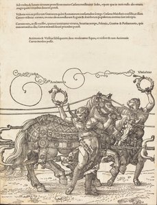 Il carro trionfale di Massimiliano I, Il grande carro trionfale [tavola 6 di 8], 1523 ed. latina da Albrecht Dürer