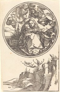 La Vergine incoronata da due angeli sopra un paesaggio da Albrecht Dürer