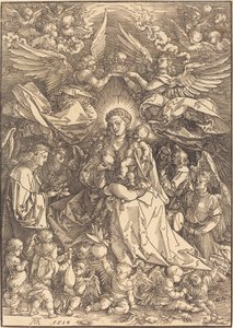La Vergine circondata da molti angeli
