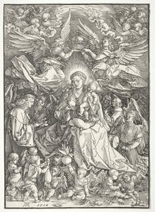 La Vergine circondata da molti angeli