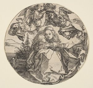 La Vergine e il Bambino incoronati da due angeli sopra un paesaggio, ca. 1504 da Albrecht Dürer
