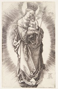 La Vergine su una mezzaluna con una corona di stelle e uno scettro da Albrecht Dürer