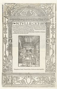 Pagina del titolo delle Orationes di Cicerone con il marchio del tipografo Jodocus Badius, 1520 da Albrecht Dürer