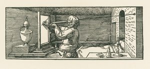 Un uomo che disegna una lattina