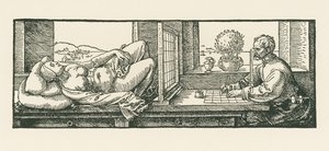 Un uomo che disegna una donna supina da Albrecht Dürer or Duerer