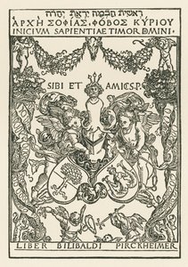 Targa di Willibald Pirckheimer, 1502 circa (xilografia) da Albrecht Dürer or Duerer