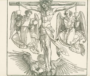 Cristo in croce con tre angeli, 1513 circa (xilografia) da Albrecht Dürer or Duerer