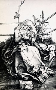 Madonna e Bambino in una recinzione (incisione su rame) da Albrecht Dürer