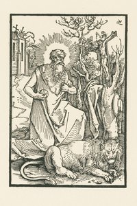 San Girolamo. Illustrazione a Lukas von Prag: Apologia. Stampata da Hieronymus Höltzel, Norimberga. da Albrecht Dürer or Duerer