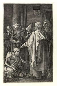 San Pietro e San Giovanni guariscono gli storpi alla porta del tempio da Albrecht Dürer