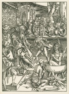 Il martirio di San Giovanni Evangelista, 1496-97 circa (xilografia) da Albrecht Dürer or Duerer