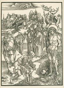 Il martirio di San Sebastiano, 1500 circa (xilografia) da Albrecht Dürer or Duerer