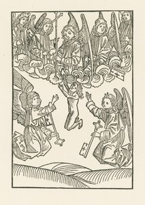 I sette angeli con la croce e le sei chiavi, con cui hanno aperto il Paradiso alle sei opere di Misericordia, ricevono un